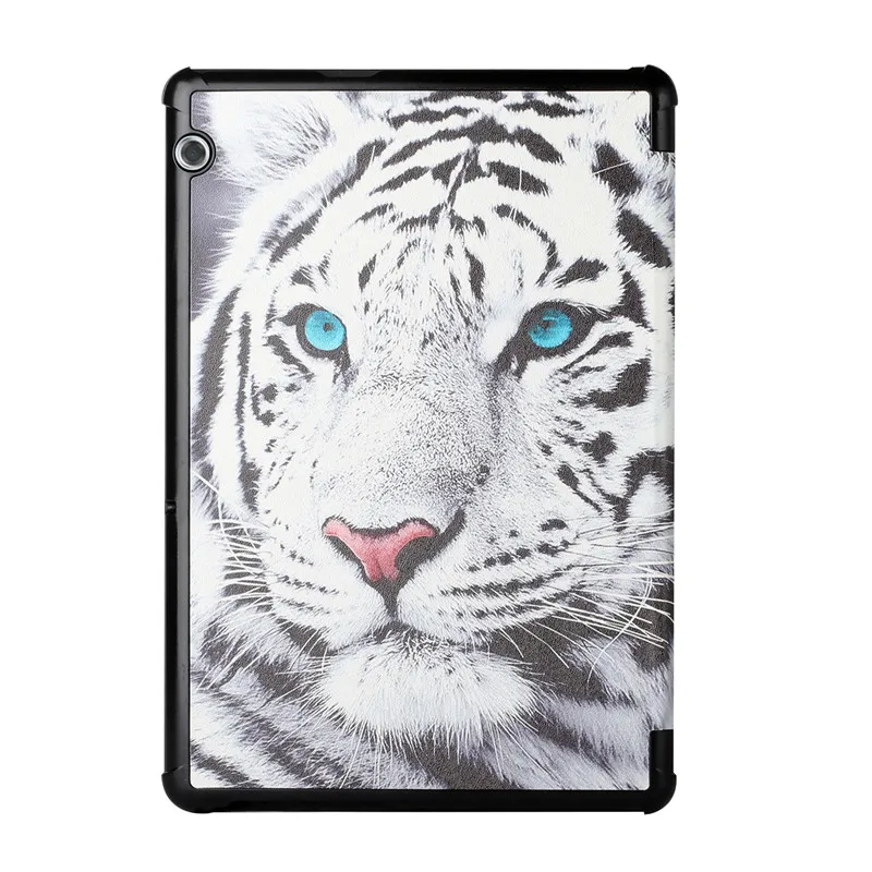 Tri-Fold PU Leather Cover For Huawei Matepad T10 Case Tiger Wolf Animal Tablet Case For Funda Huawei Matepad T10s T 10s Cover