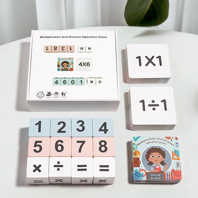 

Montessori Wooden Kids Double Player Multiplication and Division Game Time Learning Teaching Aids Educational Toys