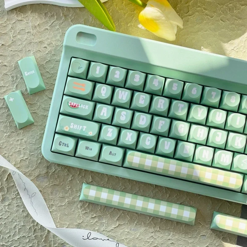 DDA height PC transparent glass yellow transparent keycap 170 keys personalized keycap