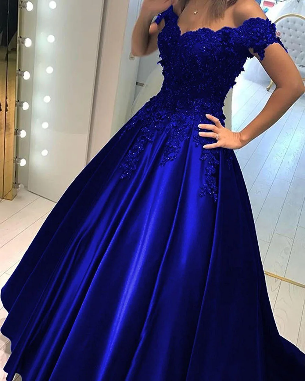 Robe de Mariée Gothique Bleu Royal à Manches sulfet Traîne dans le Dos, Vêtement pour Patients, Quelle que soit la Tenue, 2023