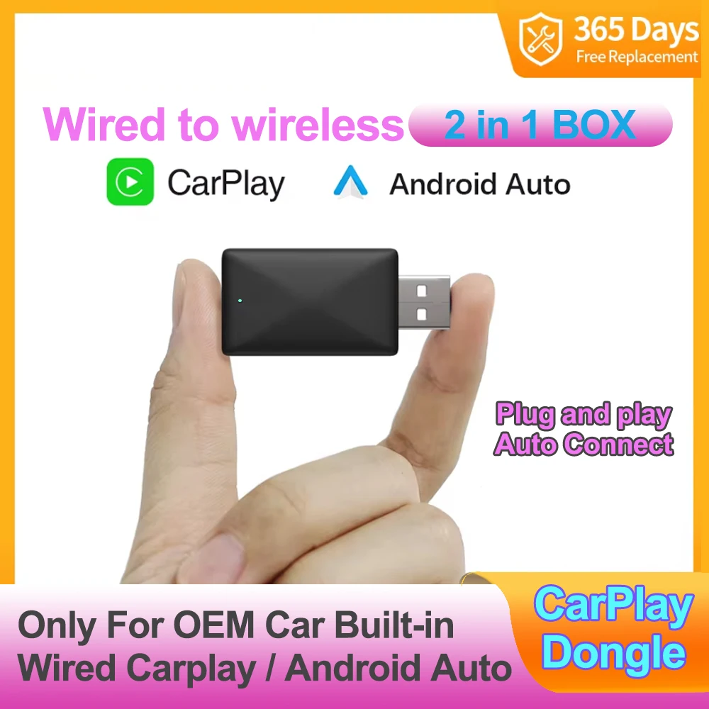 Wireless CarPlay Android Auto Adapter USB Dongle Smart Mini Box Plug And Play Universal For VW Toyota Nissan Honda Ford Benz