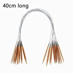 3mm 3.75mm 5mm Natural Bamboo Fixed Circular Knitting Needles Silver Color Tube Crafts Crochet Hooks Sewing Tools 41cm long,1pc