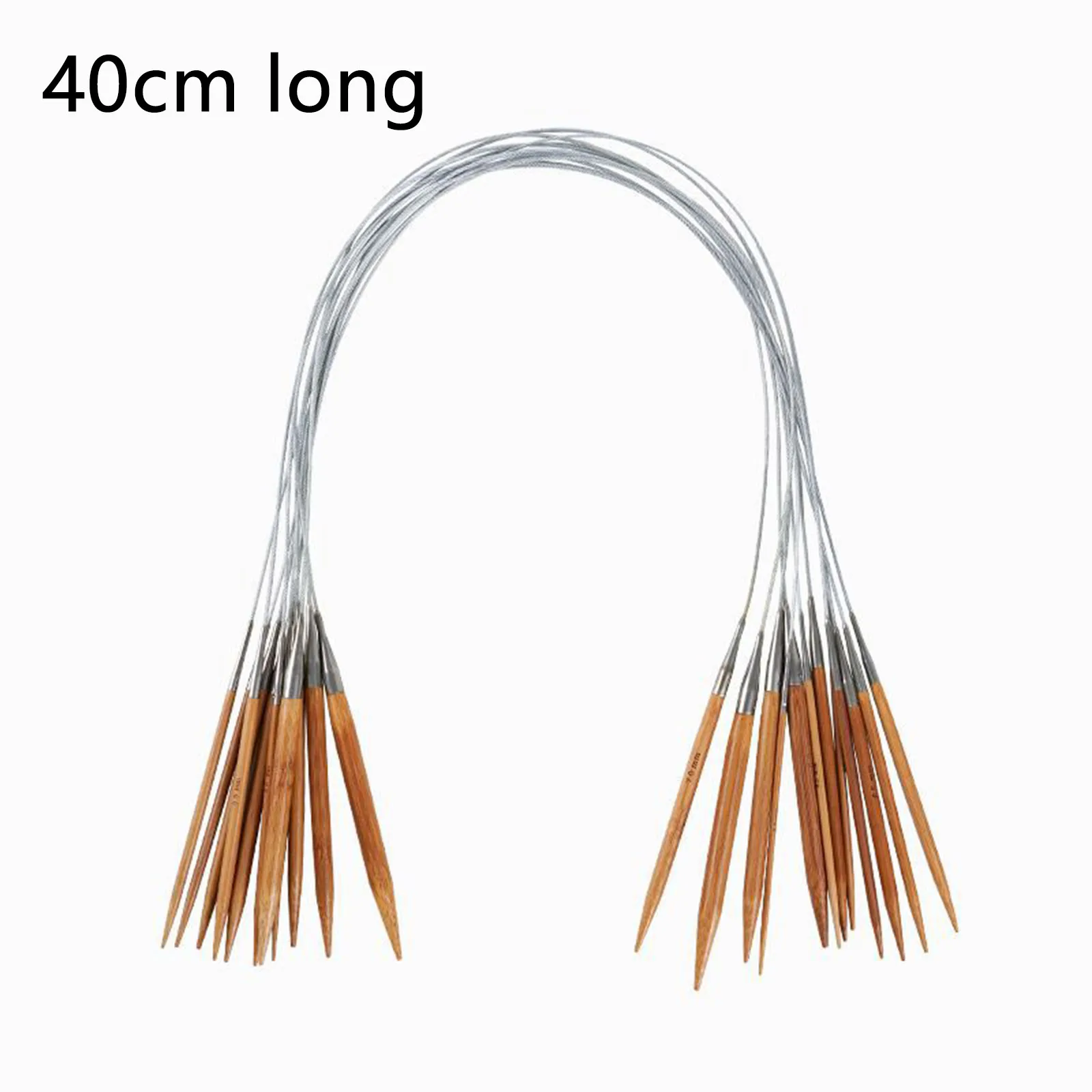 3mm 3.75mm 5mm Natural Bamboo Fixed Circular Knitting Needles Silver Color Tube Crafts Crochet Hooks Sewing Tools 41cm long,1pc