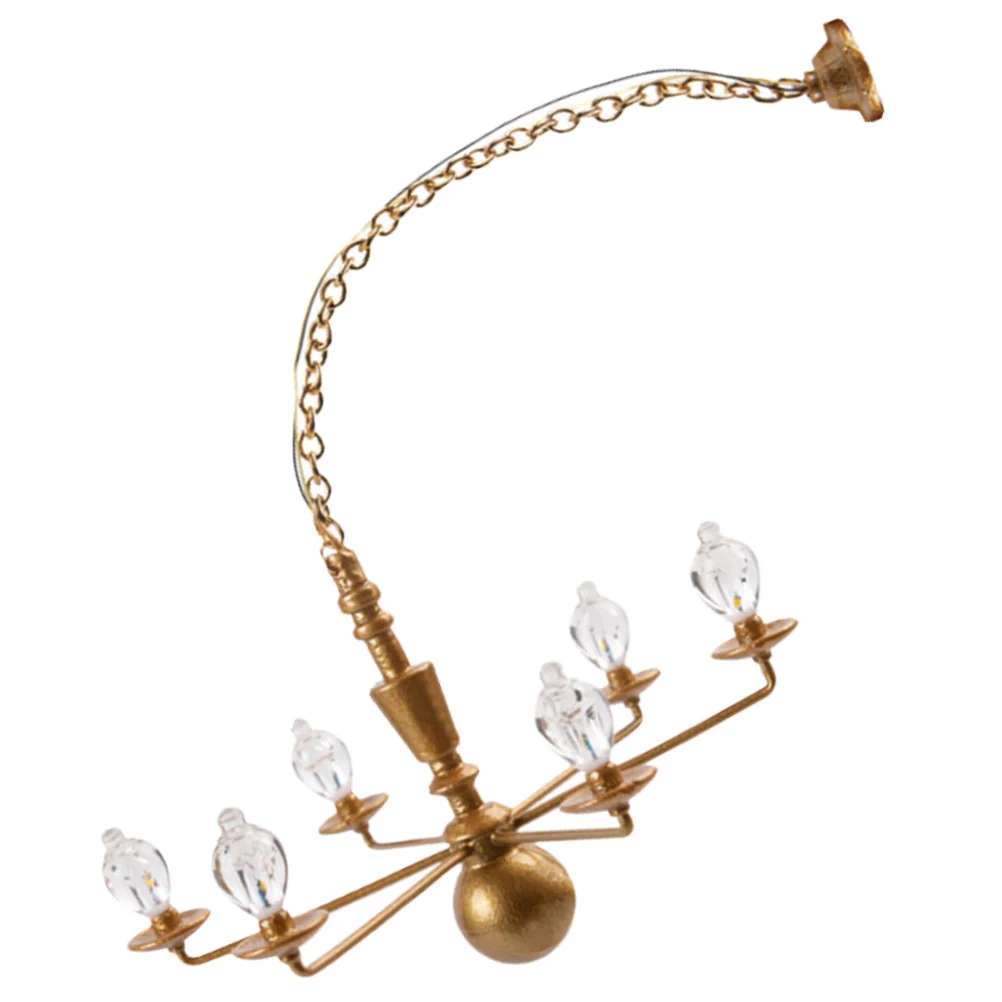 Miniature LED Hanging Lamp Model Moss Landscape Chandelier White Table Materials Mini House Accessory