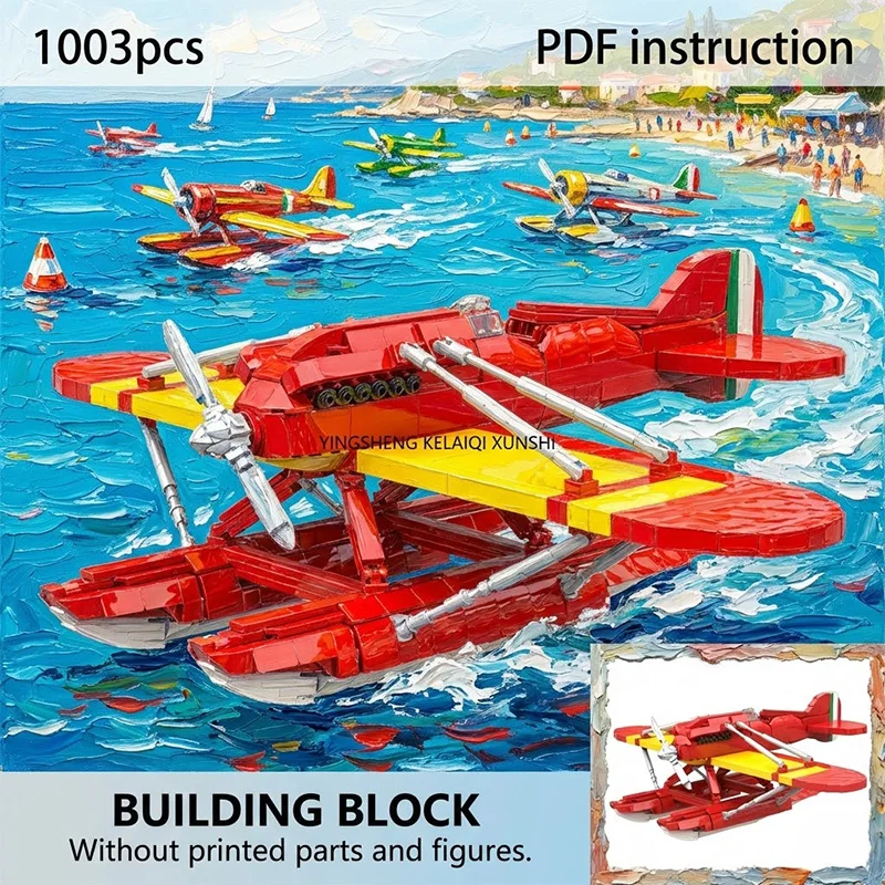 

Building Bricks Toy DIY Retro Classic Water Airplane Construction Set Creative Vehicle for 247942 moc