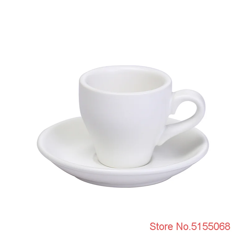 Professional 80ml Espresso Cup And Saucers Set Pure All Black White Strong Coffee Mug Matte Frosted Ceramic ESPRESSO SHOT Tulip