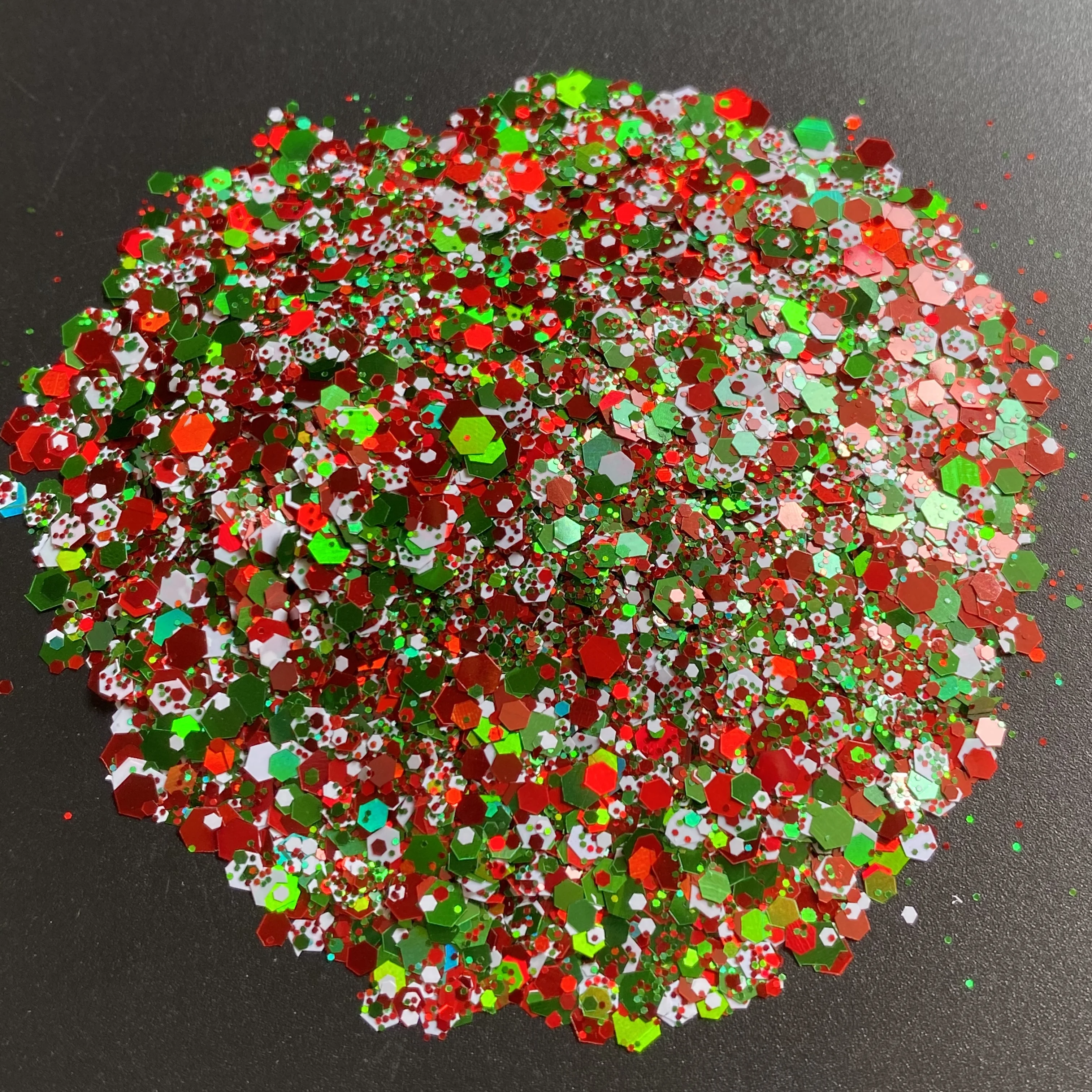 10g/Bag Christmas Glitter Holographic Classic Red Green White Chunky Mixed Nail Flakes For Epoxy Resin Festival Decor