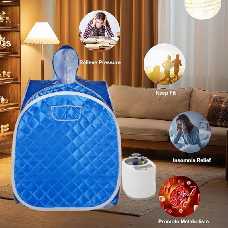 사우나 Portable Steam Sauna 1 Person Folding Sauna Tent at Home with 900W & 2L Steamer Generator Home SPA Blue 찜질