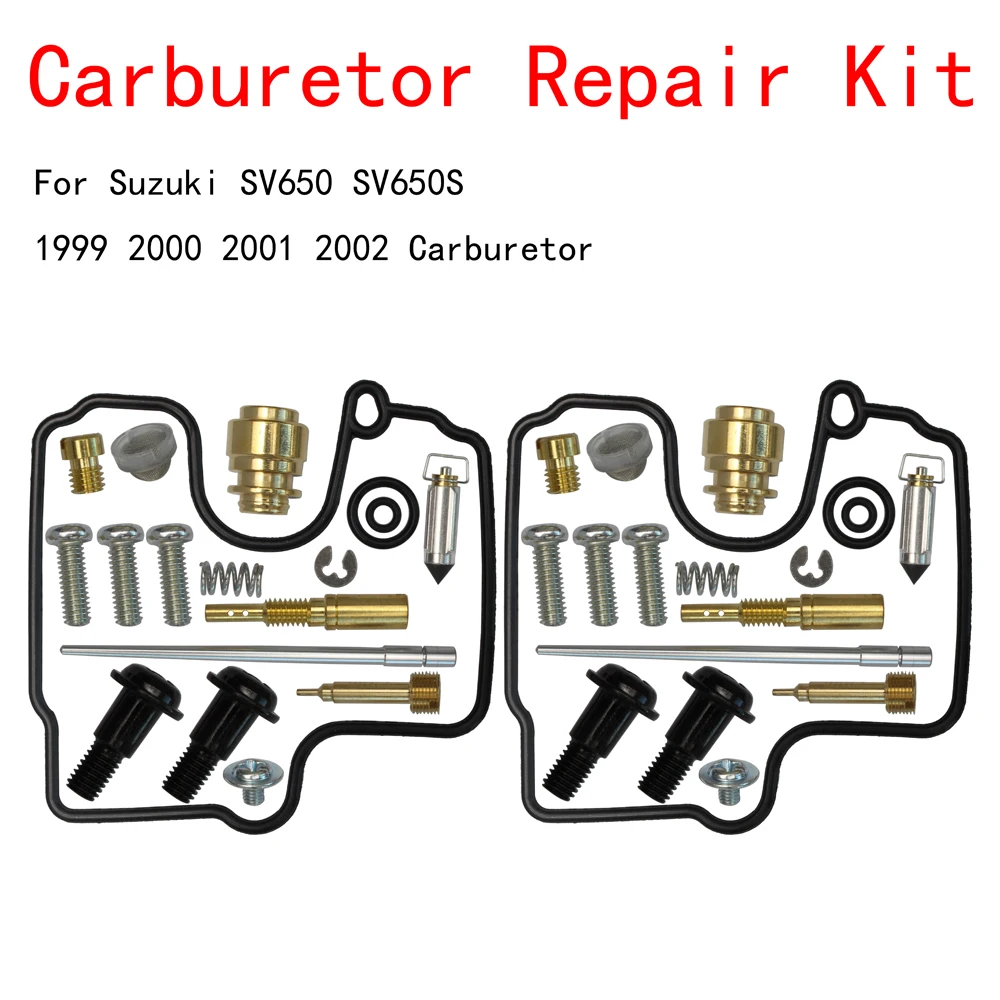 2Sets Motorcycle Carburetor Rebuild Repair Kits Gaskets Jets For Suzuki SV650 SV 650 SV650S 1999 2000 2001 2002 Carb