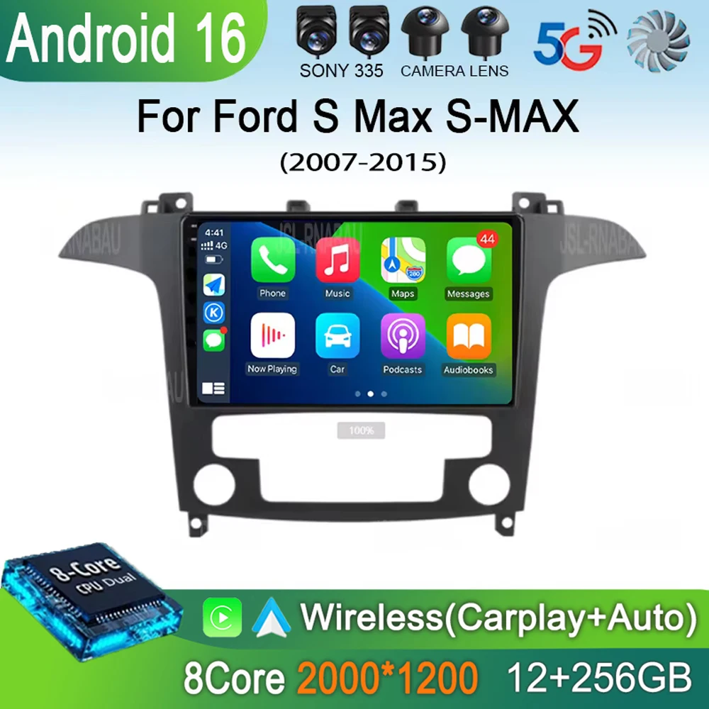 Android 16 For Ford S Max S-MAX 2007 - 2015 Car Radio 4G WIFI Multimedia Video Player Navigation GPS Stereo Auto HU No 2 Din DVD