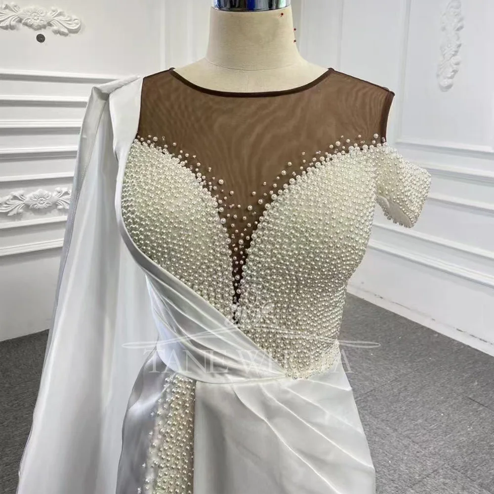 Hochzeitskleid 2025 O-Collo con spalle scoperte Lace Up Back Perline Abito da sposa sexy Abito da sposa di lusso personalizzato