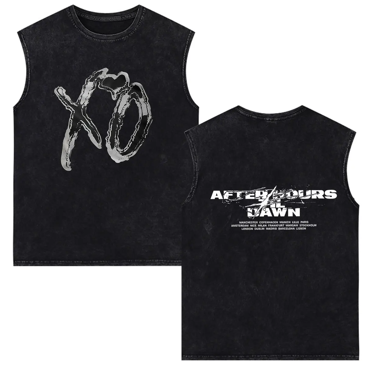 Camiseta sin mangas vintage lavada con estampado The Weeknd After Hours Til Dawn Tour 2026 para hombre y mujer, camisetas holgadas de algodón estilo hip-hop, ropa urbana