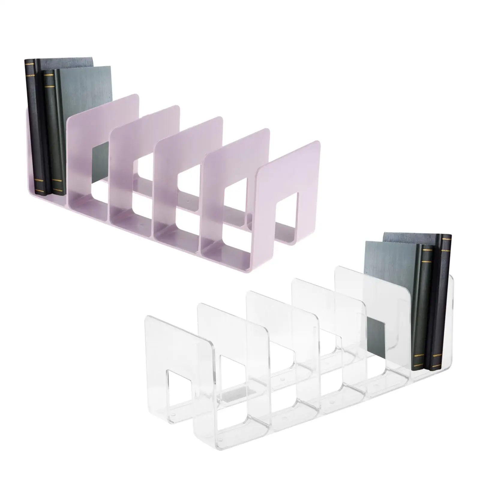 

Acrylic File Organizer Purse Handbag Organizer Book Storage Office Supplies Five Section Book Stand for Countertop Cookbooks