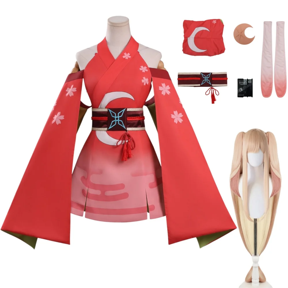 

Костюм для косплея Космической принцессы Кагуи: платье, головной убор, синтетический парик, наряд для вечеринки и карнавала