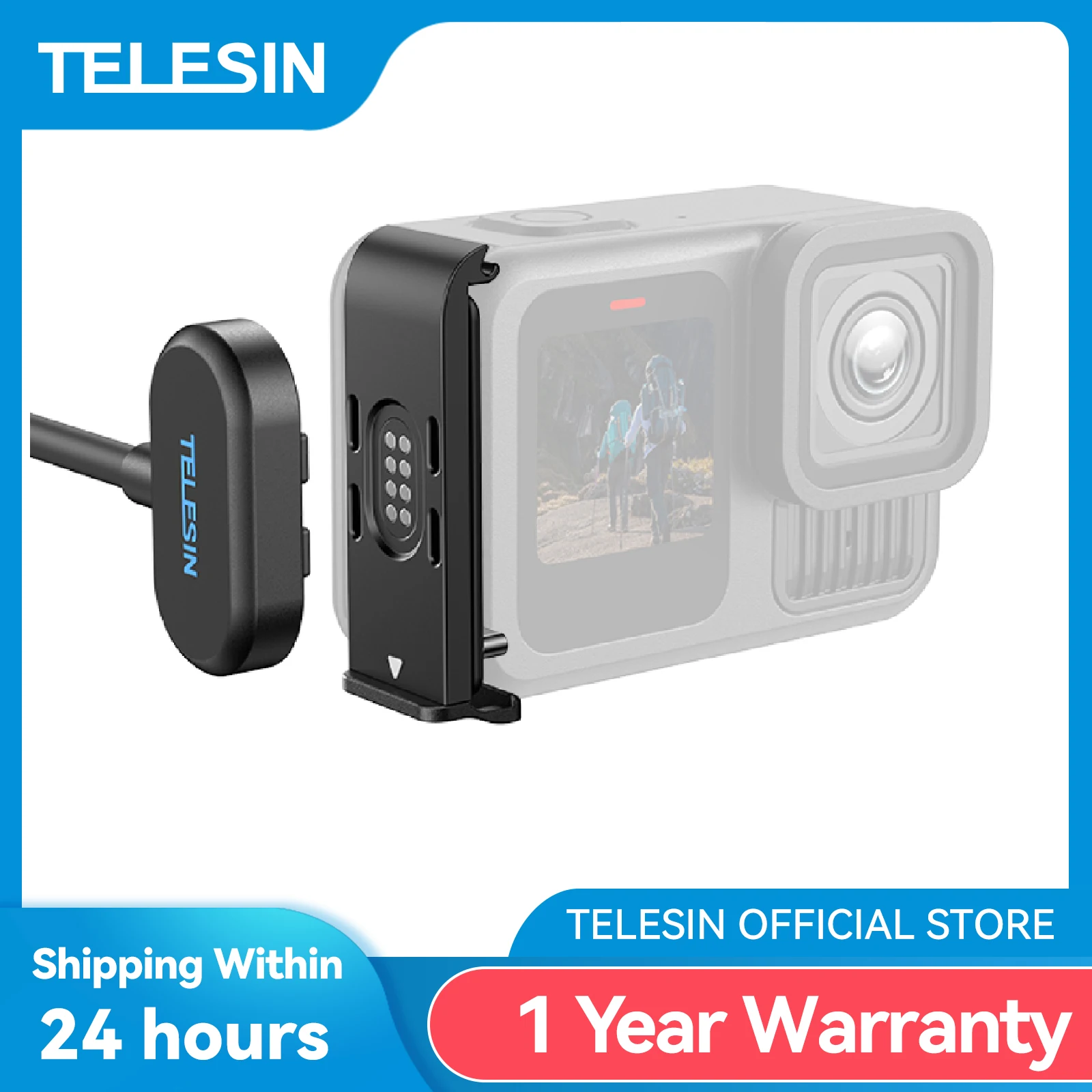 TELESIN Magnetic Waterproof Charging Side Cover Cable KIT For Gopro Hero 9 10 11 12 13 Type-C Charging Cover Port Easy Removable