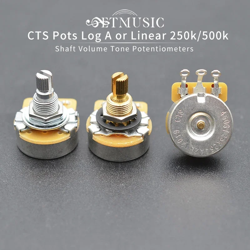 4PCS CTS Pots Log A or Linear  for Electric Guitars 250k/500k Brass/Aluminum Shaft Volume Tone Potentiometers