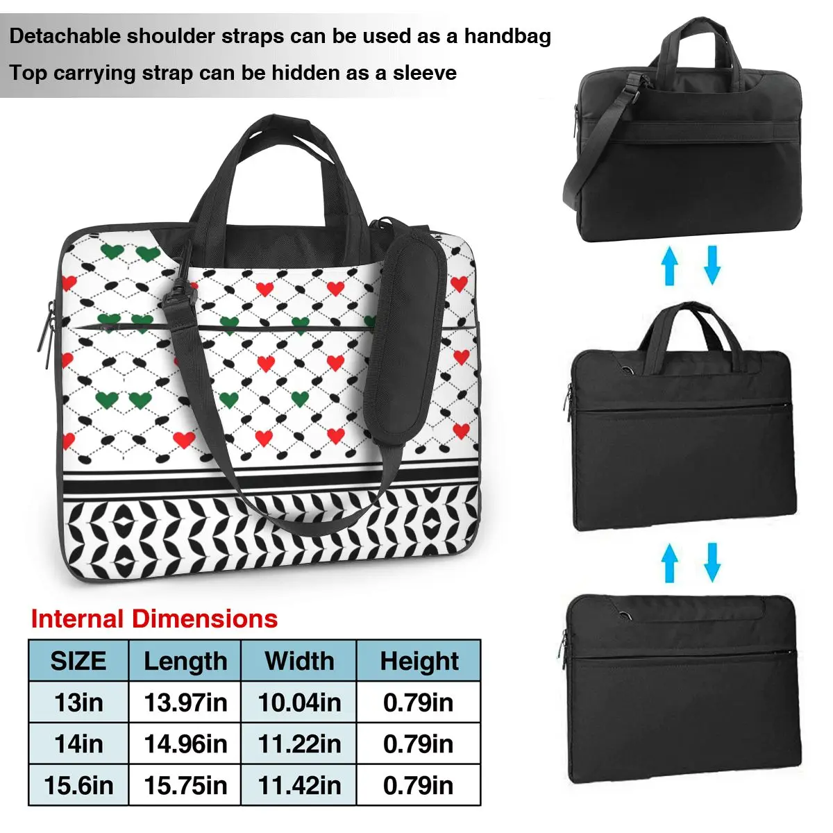 Handbag Laptop Bag Keffiyeh Of Solidarity Shockproof Notebook Pouch For Macbook Air HP Huawei14 15 15.6 Vintage Computer Case