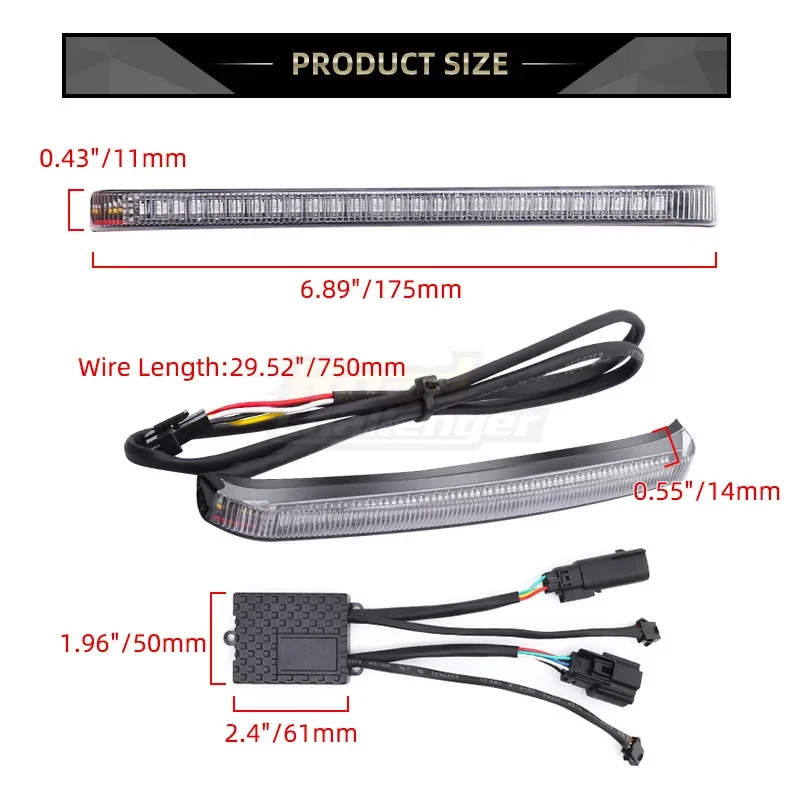 Motorcycle LED Saddlebag Brake Flowing Turn Signal Accent Light For Harley CVO Touring Electra Road Glide Ultra Limited 2014-Up - view 2