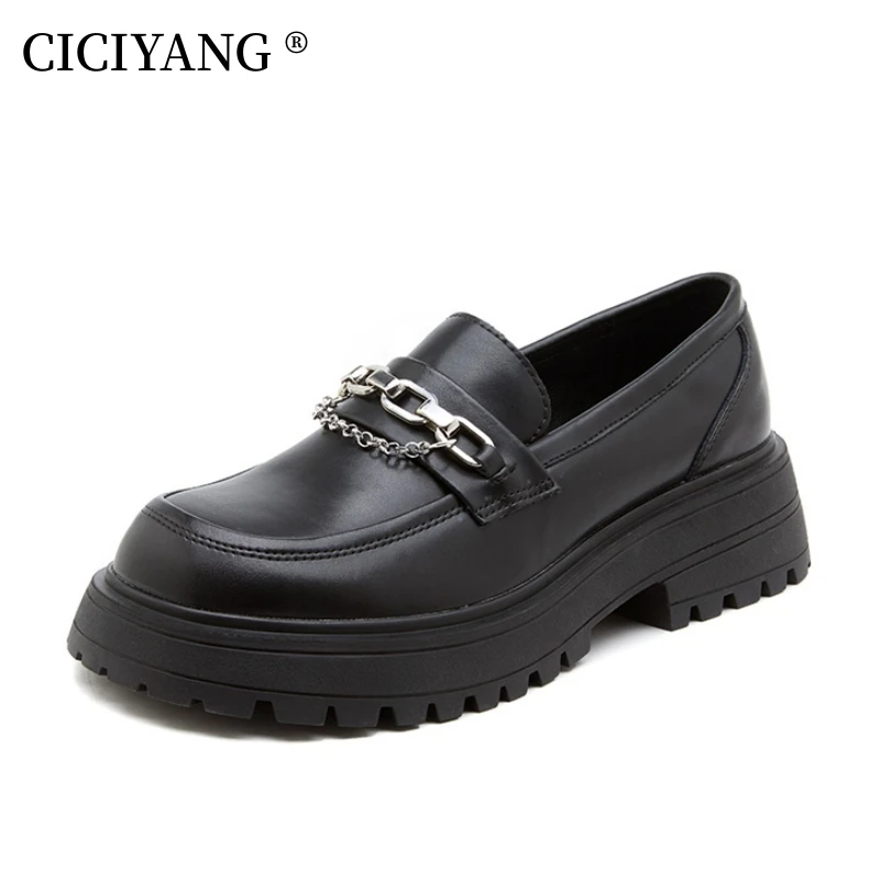 

CICIYANG Women's Shoes British Style Loafers 2024 New Spring Shoes Girls Casual College Style Thick Sole Shoes Genuine Leather