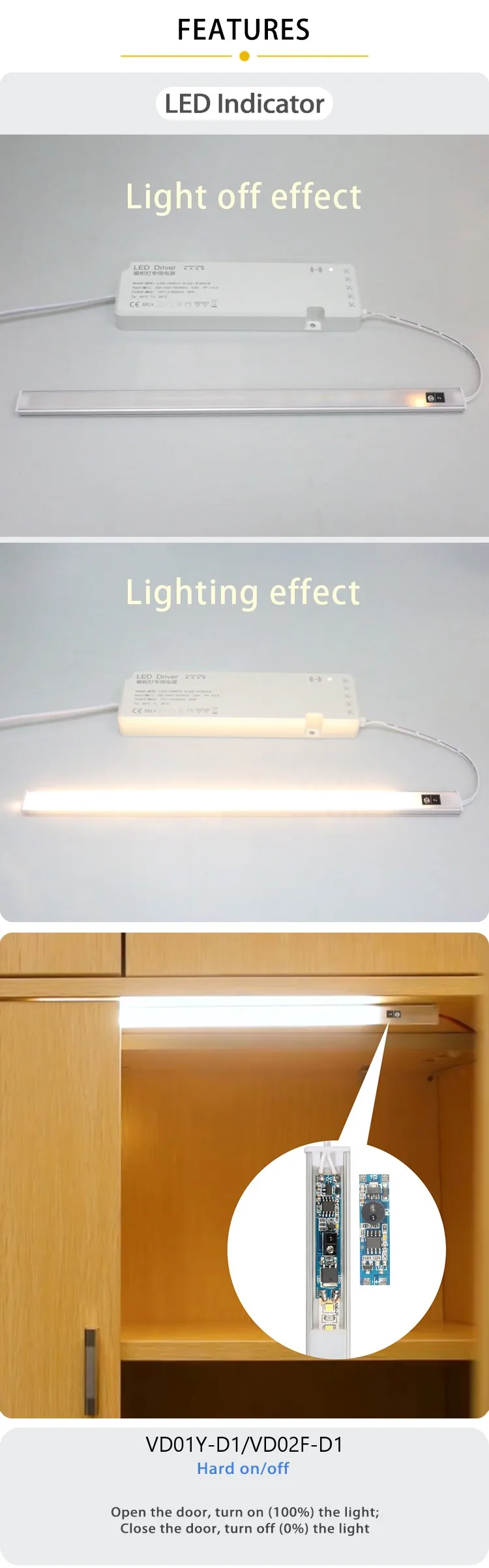 Schranktür-Öffnungssensor-Schalter, LED-Lichtstreifen-Controller, 12V/24V-Sensorschalter – Detail 5