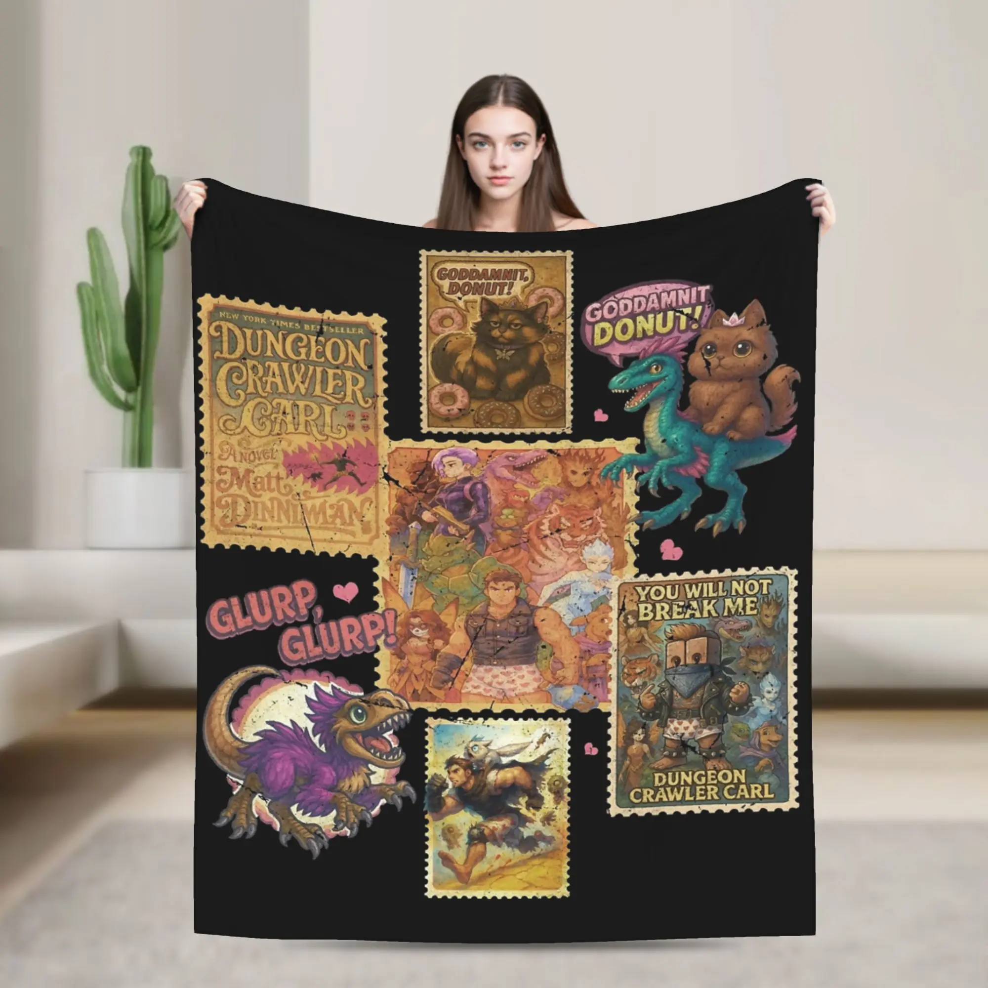Dungeon Crawler Carl Goddamnit Donut You Will Not Break Me Blanket Flannel Textile Decor Super Throw Blanket for Bedding Quilt