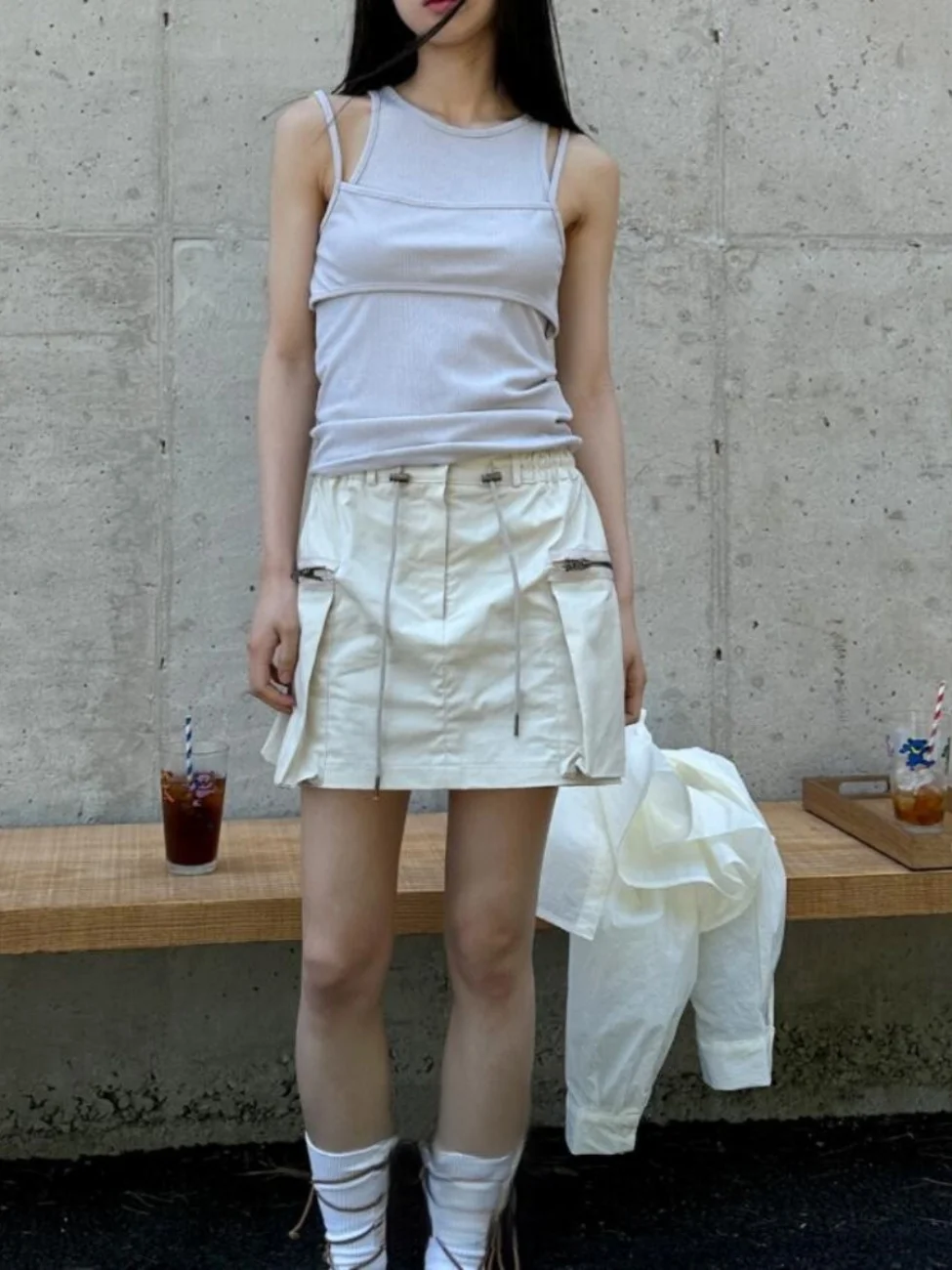 

Летняя рабочая одежда Street Sle, юбка трапециевидной формы с боковыми завязками, эластичная талия, утягивающая юбка на молнии с высокой талией