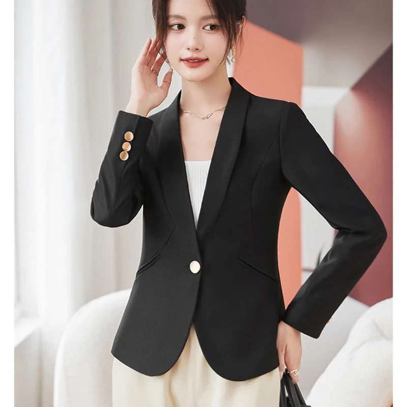 2025 neue Mode Frauen Formale Blazer Damen Rosa Aprikose Schwarz Weibliche Lange Hülse Arbeitskleidung Jacke Mantel Herbst Winter Oberbekleidung