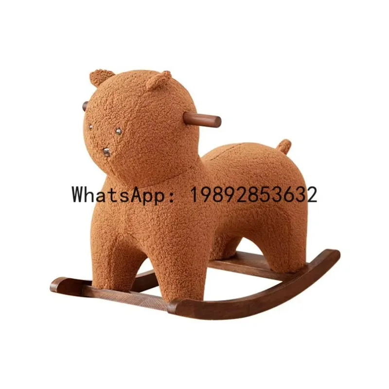 YFY Nordic Children's Sofa Chair Lamb Wool Rocking Chair Animal Seat Cartoon Rocking Horse Baby Stool