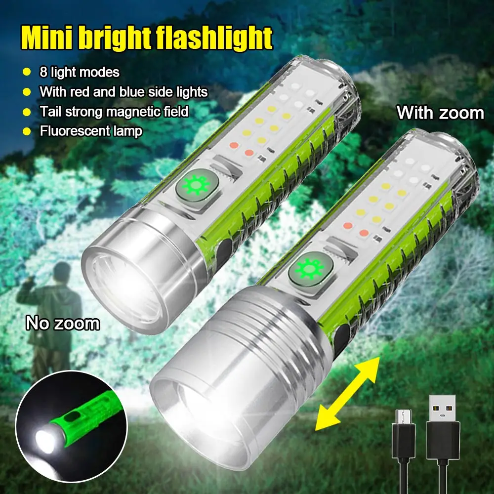 

20W White LEP Flashlight,Red Blue Waring Light,UV Ultra violet Torch,Zoomable,Fluorescent,Magnet Tail, Pen clip,Type-C Charge