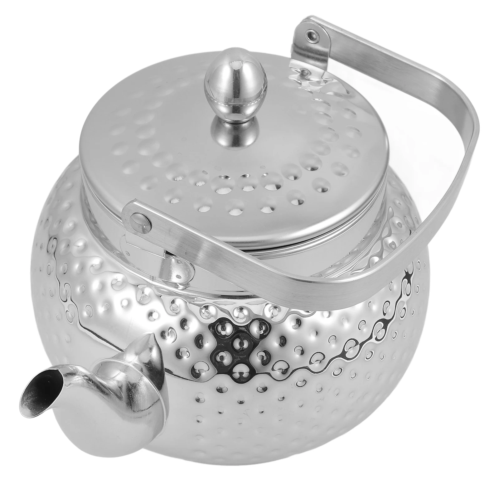 

1pcs Stainless Steel Teapot Hammered Design Restaurant Hotel Large Capacity Polished Finish Home Kitchen Office Desktop