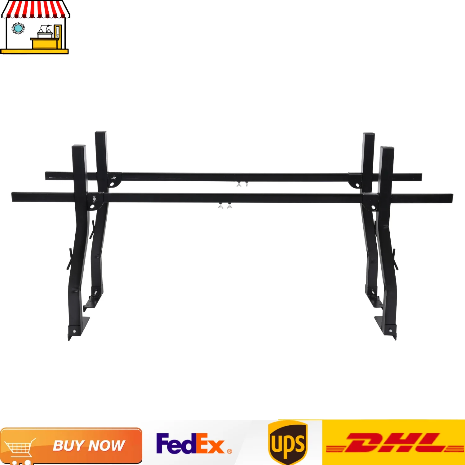 Estantería para camiones de alta resistencia de 1000 libras | Estante de escalera ajustable de acero al carbono de 116-180 cm para camión | Cama de camión