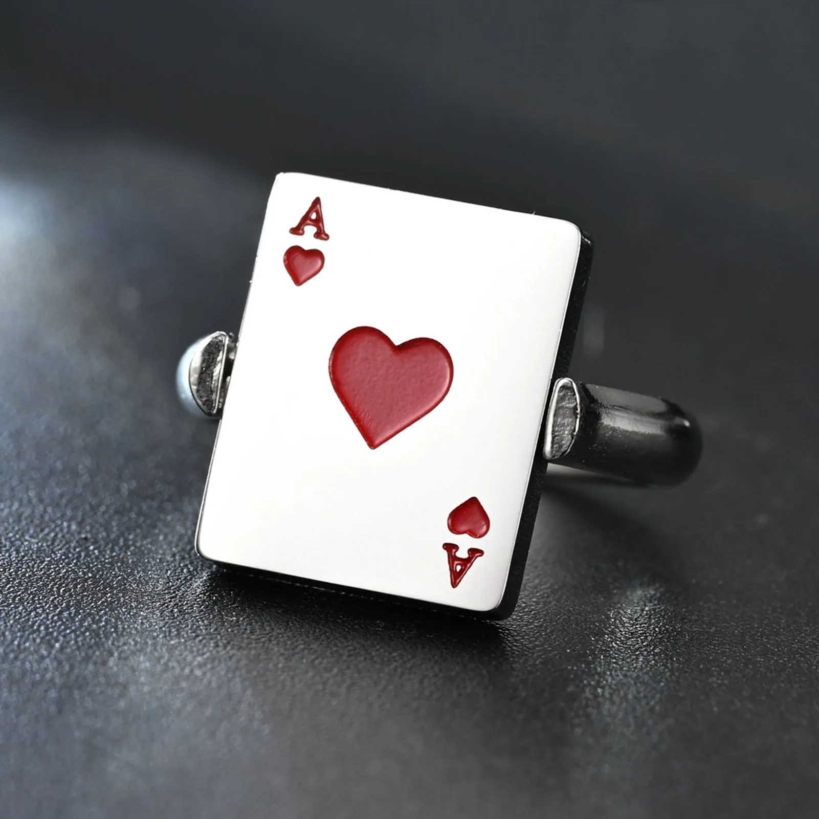 Fidget Rings for Women & Men Reversible Aces of Spades Playing Cards Rings Stackable Anxiety Rings Stress Relief Ring NA