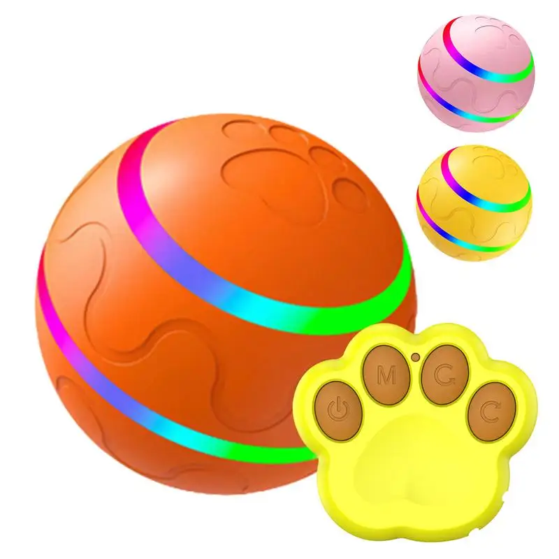 Bola de cachorro inteligente brinquedo resistente à mordida brinquedo para animais de estimação elétrico recarregável bolas de silicone com luz led sensor de movimento de controle remoto