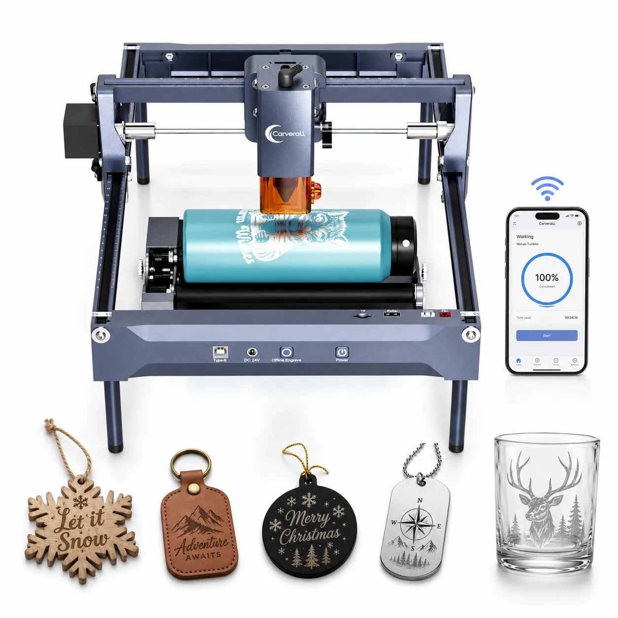Carverall K15 Pro Laser Engraving Machine 7W 12W with Air Assist Honeycomb Rotary 1W 1064nm IR WiFi USB App LightBurn Compatible