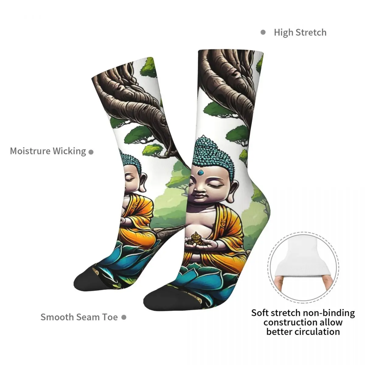 Baby Buddha And The Tree Of Life Socks Harajuku High Quality Stockings All Season Long Socks Accessories for Unisex Gifts