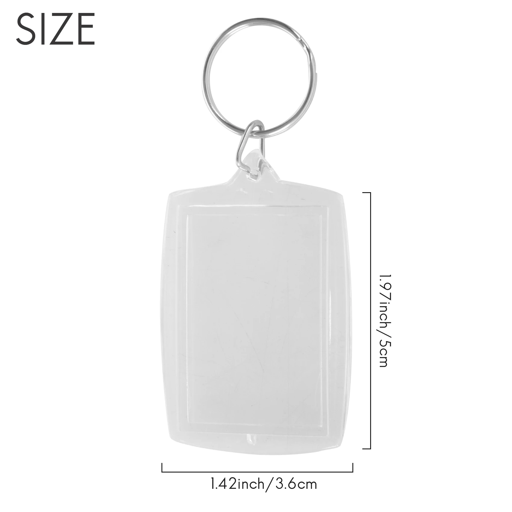 N96R 10Pcs Transparent Blank Insert Photo Picture Frame Key Ring Split Keychain