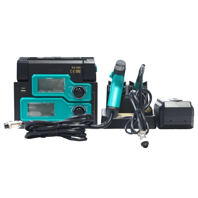 

Pro'sKit Update Version SS-988H 6 IN 1 Multifunction Soldering iron/Desoldering Station Desoldering Pump Smoke Absorbing
