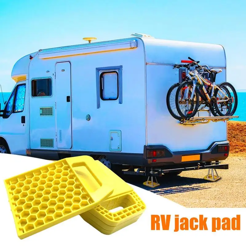 Jack Pads For RV RV Stabilizer Large Jack Pads With Handle 4Pcs Permanent Attached Stabilizers Prevent Sinking Large Jack Pads