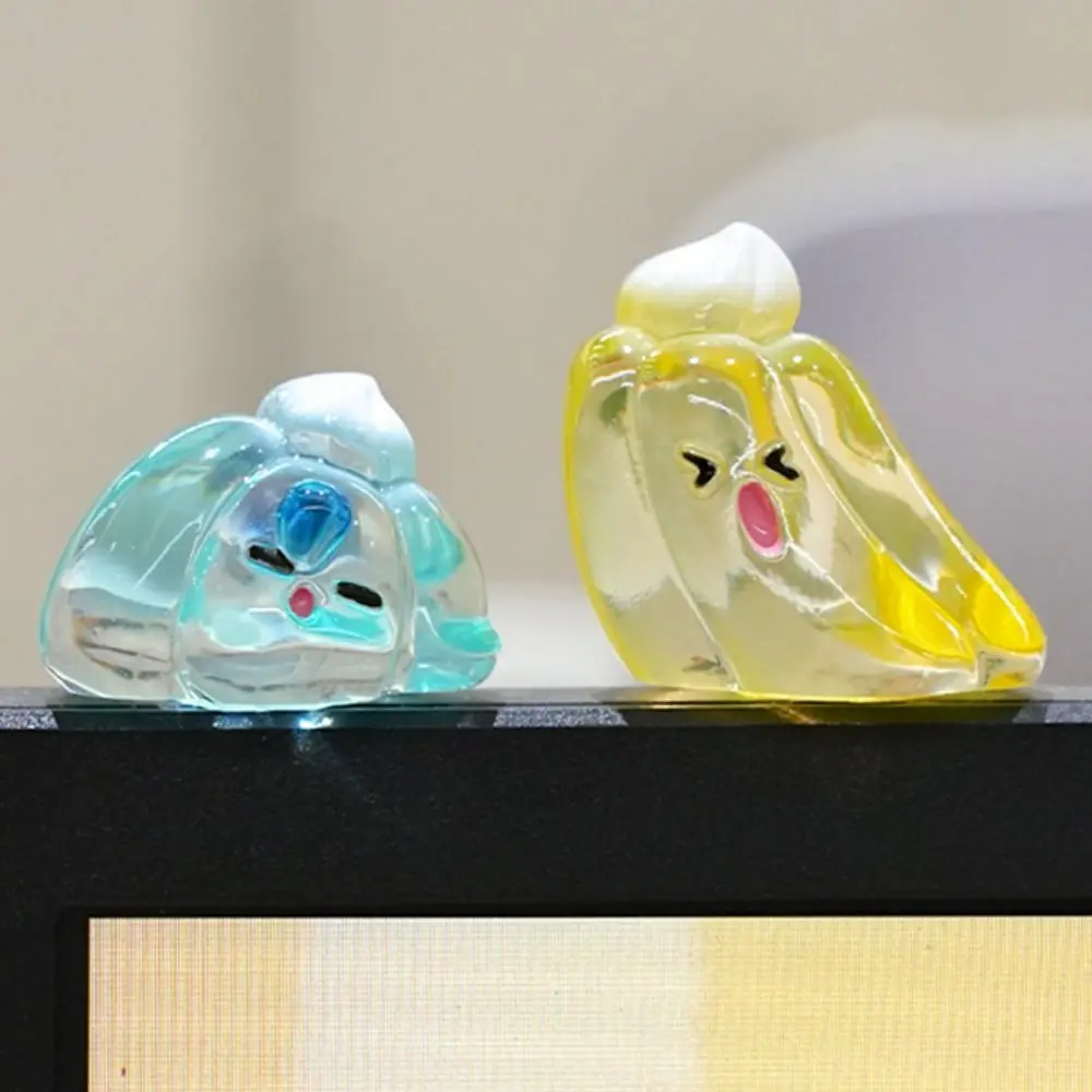 4pcs/set Desk Ornament Computer Monitor Decoration Orange pudding Computer Display Pudding Mood Figurine Strawberry pudding