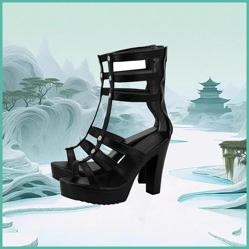 Buty do cosplayu P5 Tae Takemi, ręcznie robione, ze sztucznej skóry, kostiumowe botki, sandały na wysokim obcasie