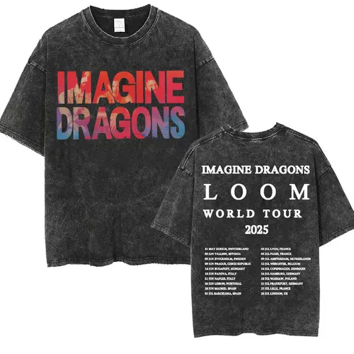 Imagen 2 del producto Imagine Dragons Band-Loom Tour 2024, nuevo álbum, camisetas para hombres y mujeres, moda estilo Hip Hop, camiseta Retro lavada, manga corta holgada