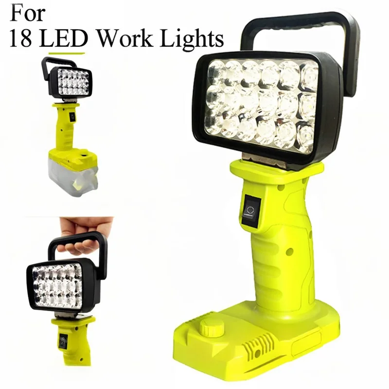 

ABUG-For Ryobi 18V Lithium Battery Powered 18 LED Work Lights Portable Lanterns Camping Lamp Torch Searchlight Flashlight Spotli