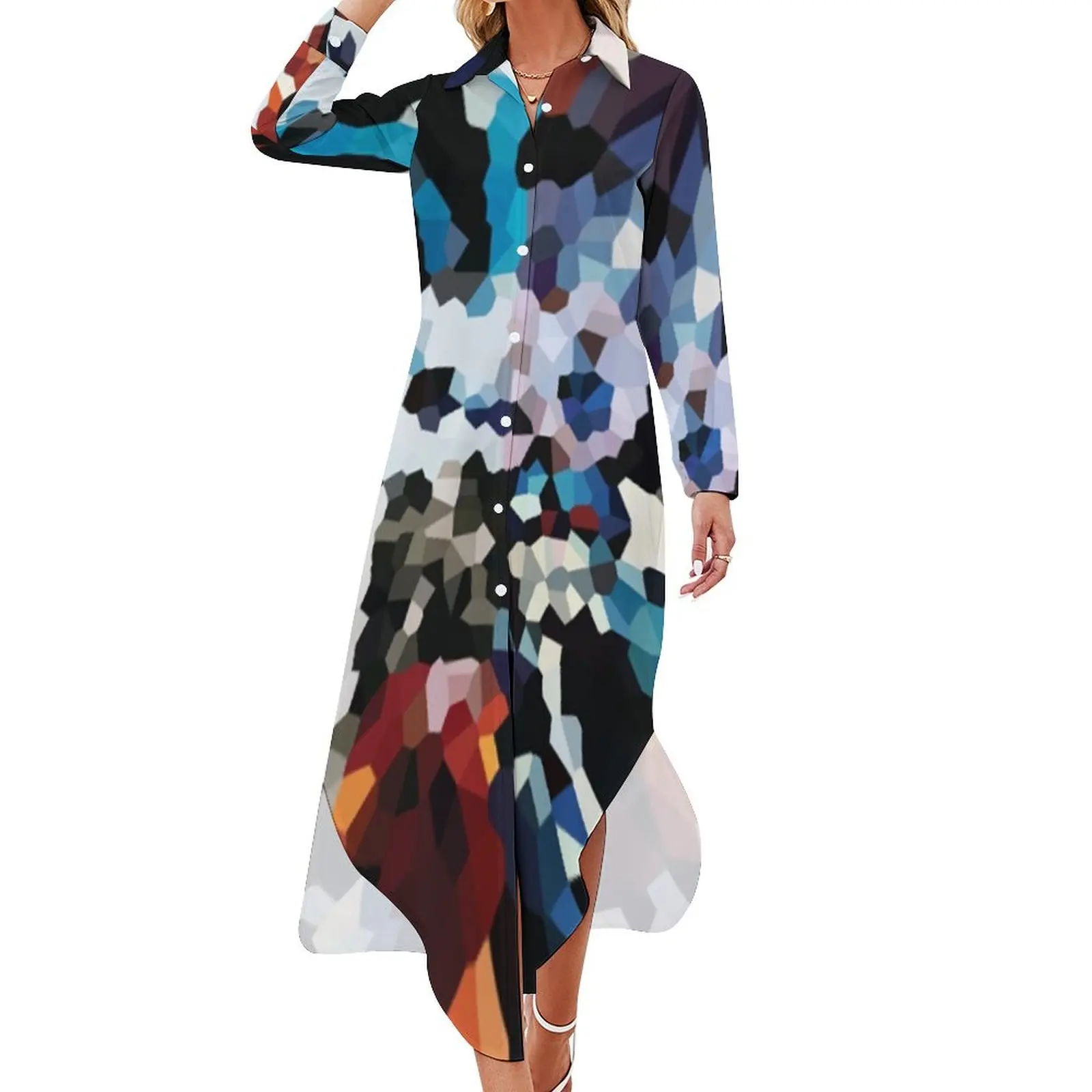 

U2 - Achtung baby - Squares Long Sleeved Shirt Dress Bridesmaid dress woman Dance dresses