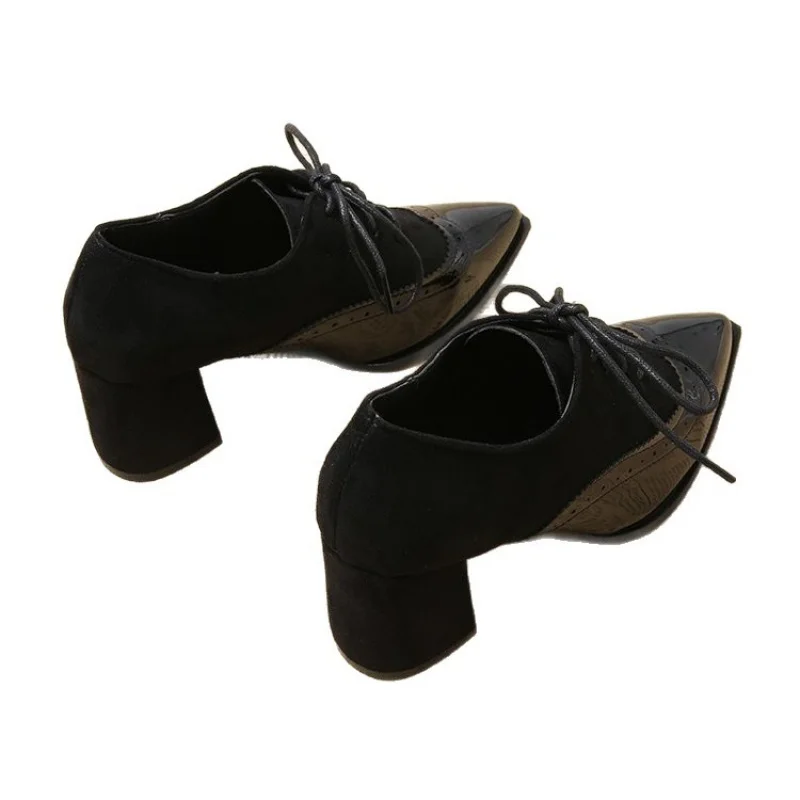 Vino rosso stringate donna décolleté scarpe con tacco punta a punta ufficio conciso donna tacchi fiore soletta scarpe di grandi dimensioni 42