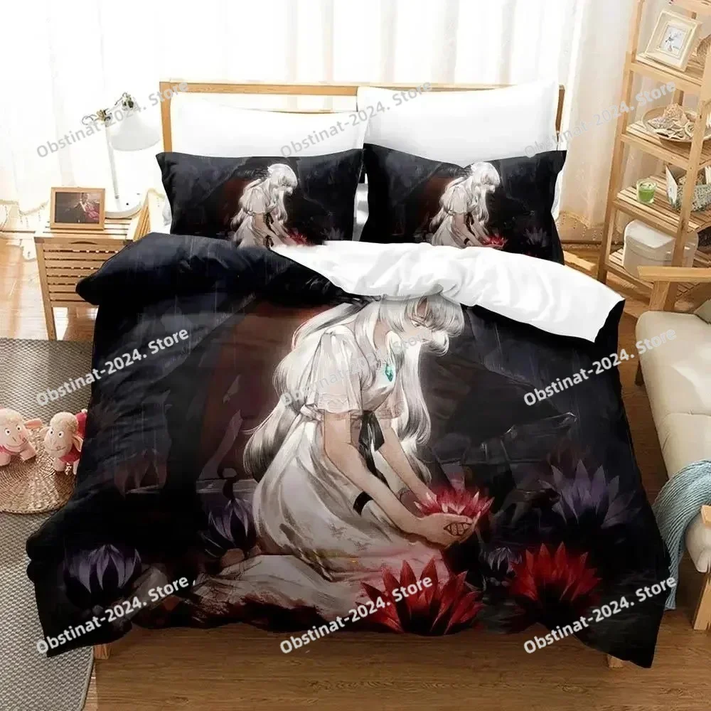 Ender Lilies Quietus of the Knights 3D Print Comforter Bedding Set,Duvet Cover Bed Set Quilt Cover Pillowcase,King Queen Size