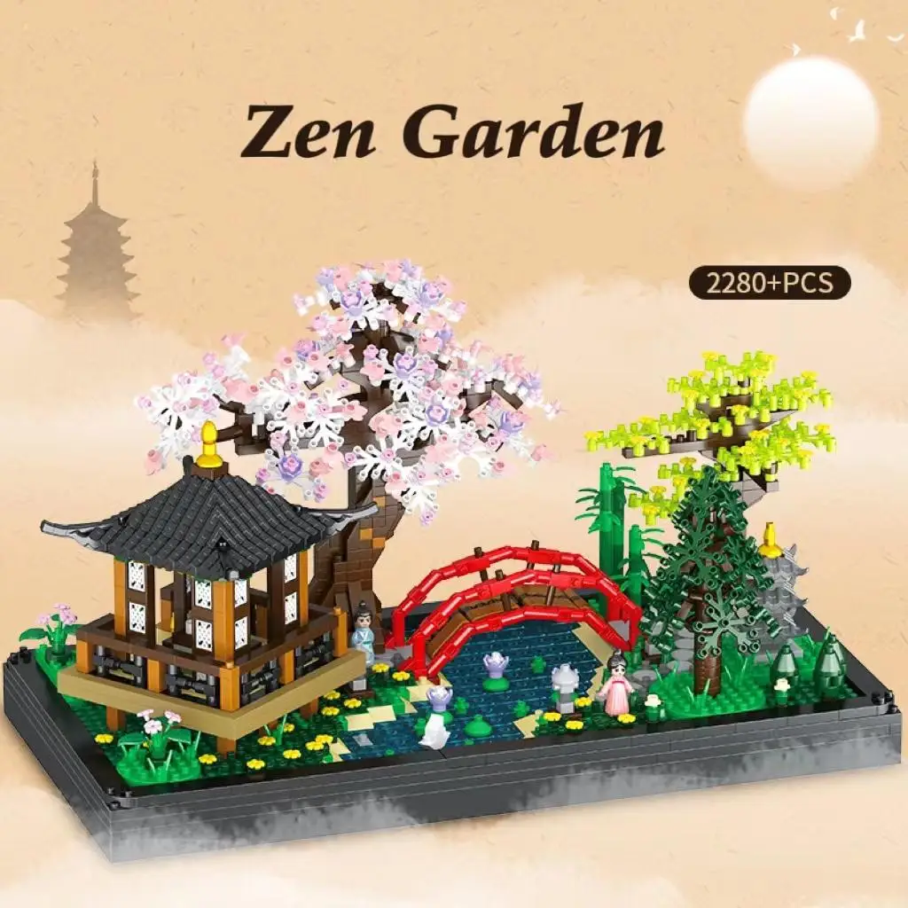 

2280Pcs Zen Style Garden, Flowers, Trees, Classic Building Educational Toys, Miniature Building Blocks Set, Model, Girls, Boys, Adults