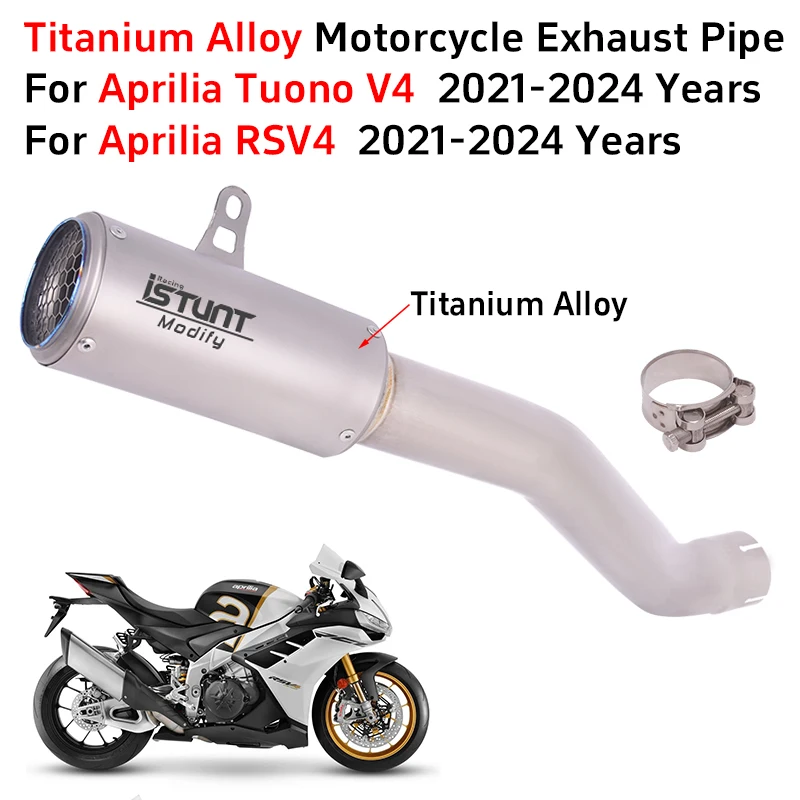 

Slip On For Aprilia Tuono V4 For APrilia RSV4 2021 - 2024 Motorcycle Exhaust Escape System With Middle Link Pipe Titanium Alloy