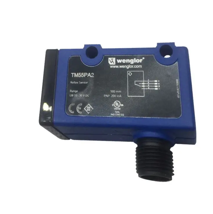 wenglor TM55PA2 diffuse reflection photoelectric sensor detects a range of 500mm in compact construction style