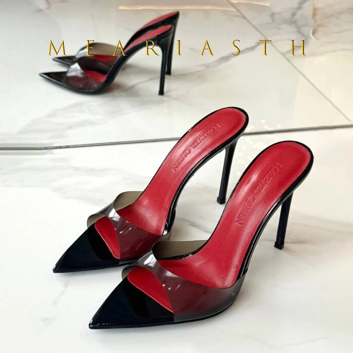 

2025 Fashion Pumps New High Quality Handmade Custom Shoes Pointed Open toe Shallow Mouth High Heel Sandals Modern Women's Shoes