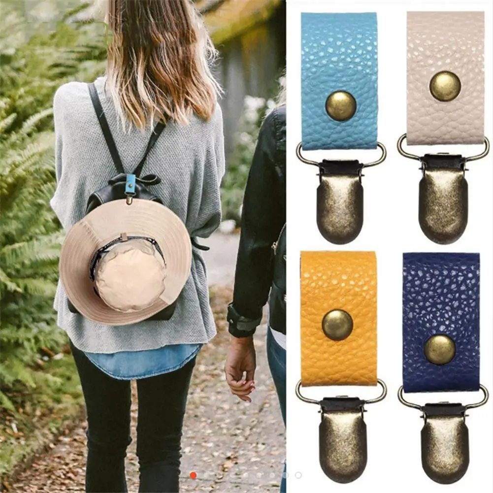 1Pc/4Pcs Hat Clip for Travel Faux Leather Hat Clip Outdoor Hat Clip Easy to Use Hiking Camping Sun Cap Clamp Travel Accessories